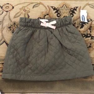 Quilted olive green skirt w pink bow 2T Old Navy